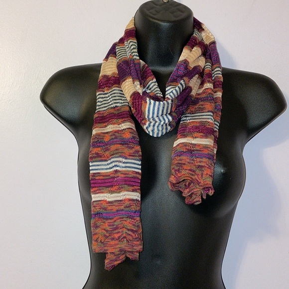 Missoni Foulard Vintage Knit Striped Scarf Multicolor